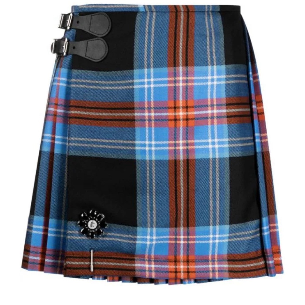 Charles Jeffrey Loverboy Blue Pin-Buckle Miniskirt